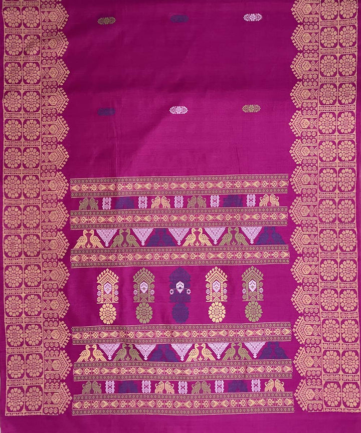 Pink handwoven dolabedi silk saree