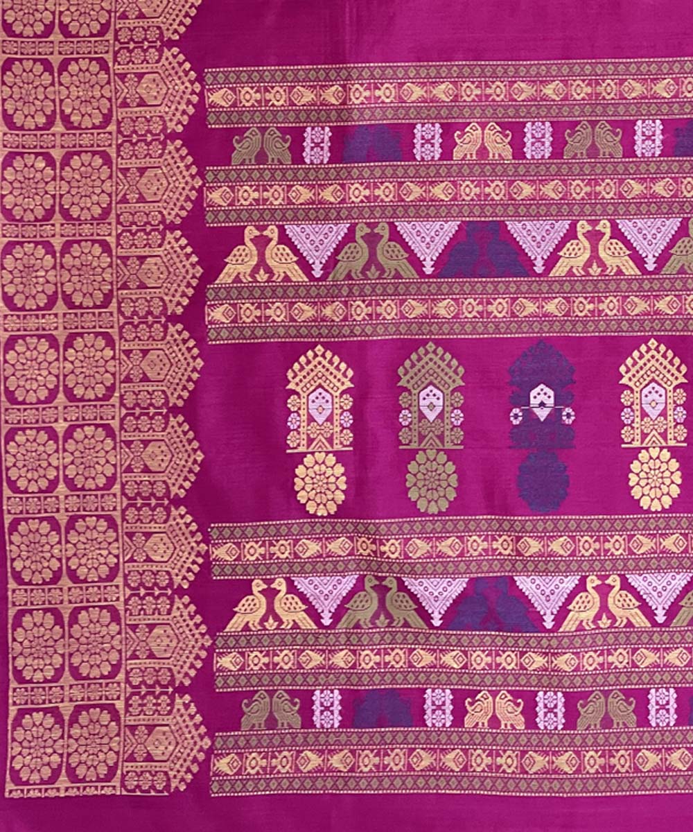 Pink handwoven dolabedi silk saree