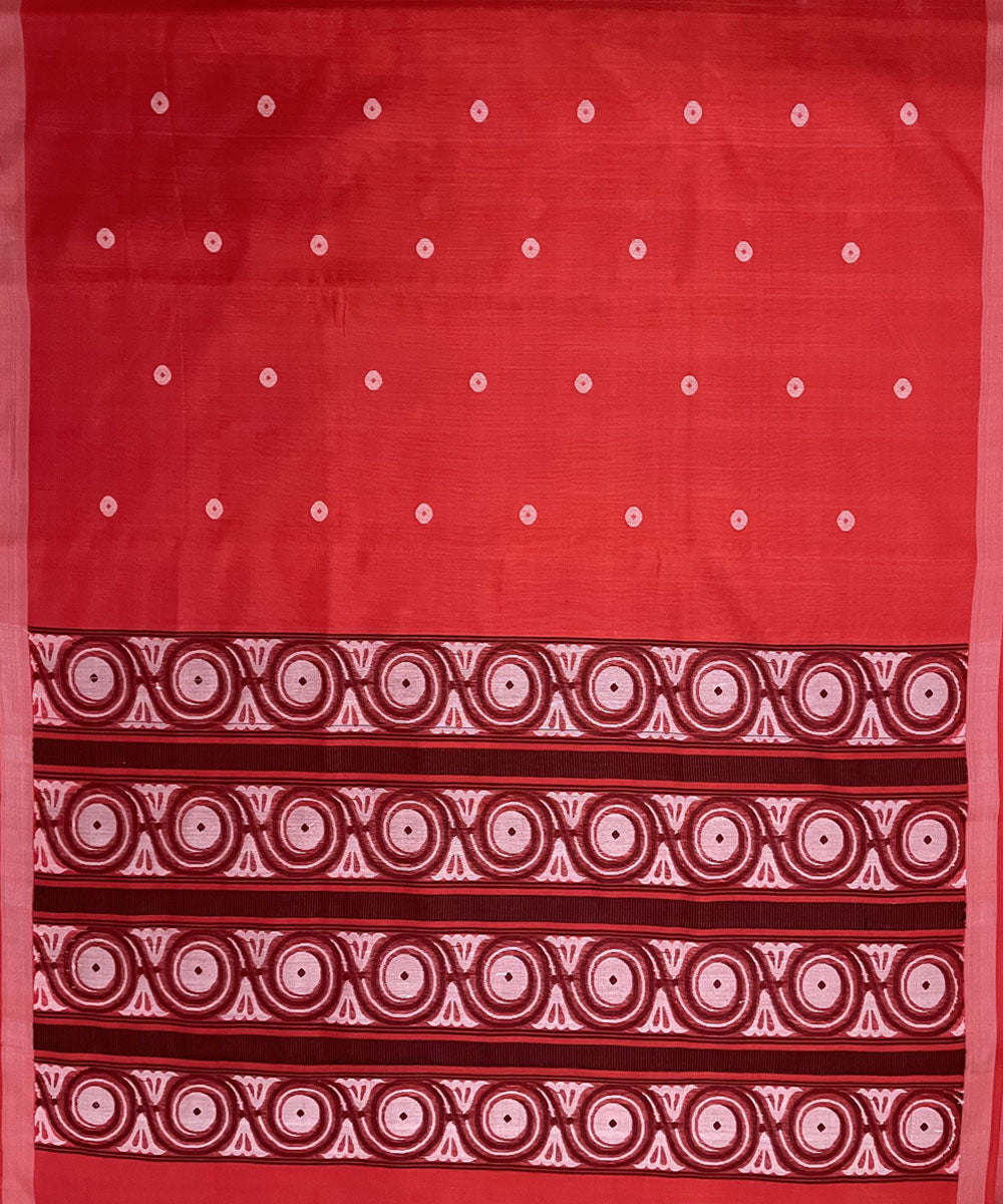 Red handwoven dolabedi silk saree