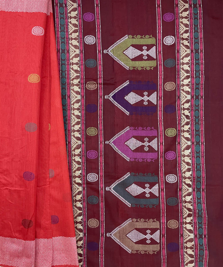 Red hand woven dolabedi silk saree