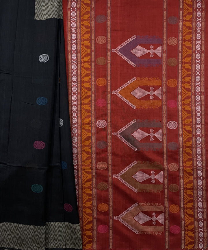 Black handwoven dolabedi silk saree