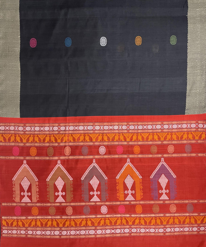 Black handwoven dolabedi silk saree