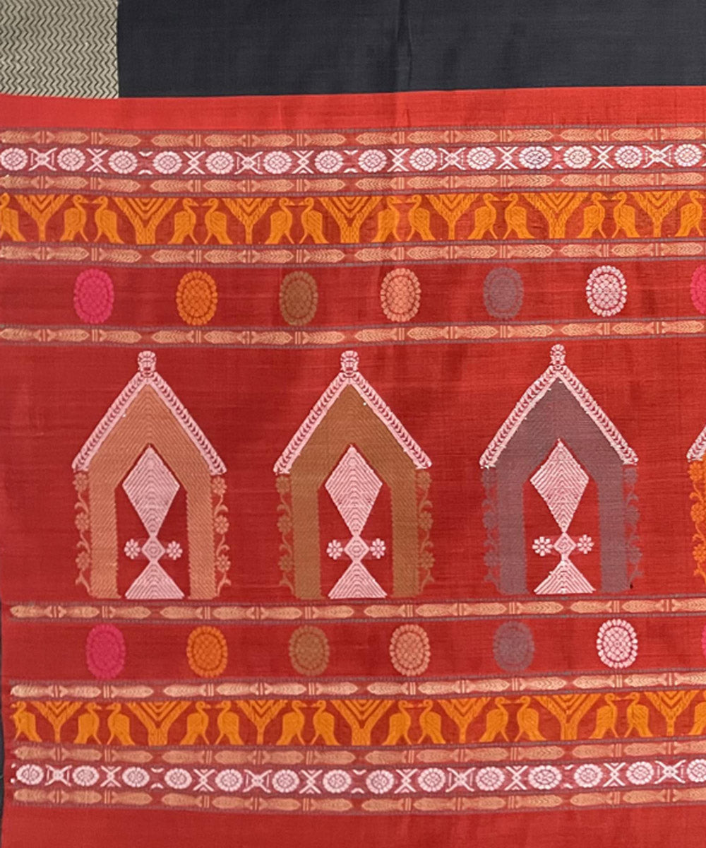 Black handwoven dolabedi silk saree