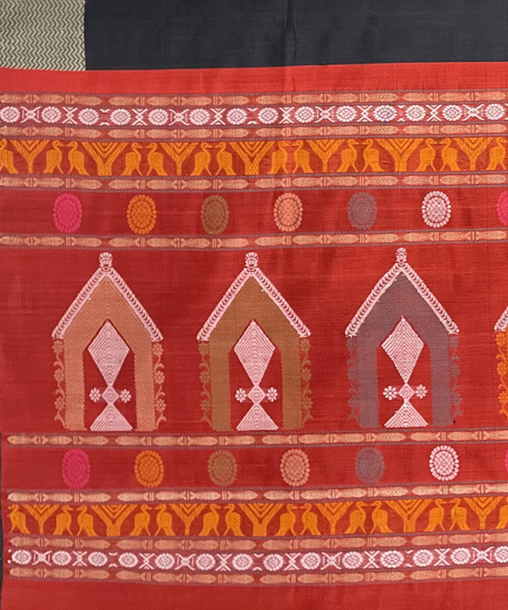 Black handwoven dolabedi silk saree