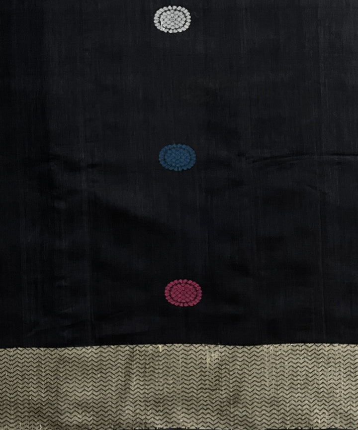 Black handwoven dolabedi silk saree