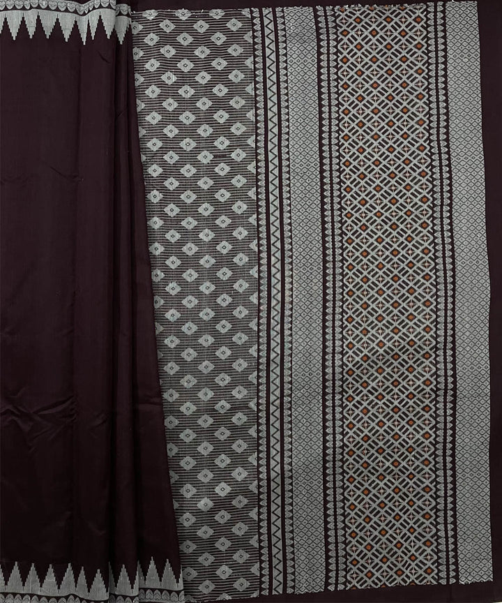 Burgundy handwoven dolabedi silk saree