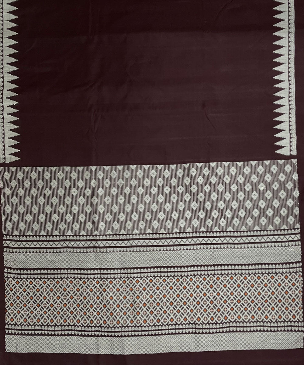 Burgundy handwoven dolabedi silk saree