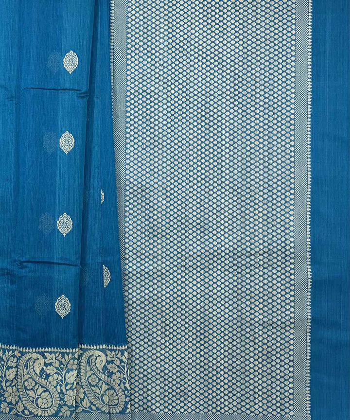 Cyan blue handwoven dolabedi silk saree