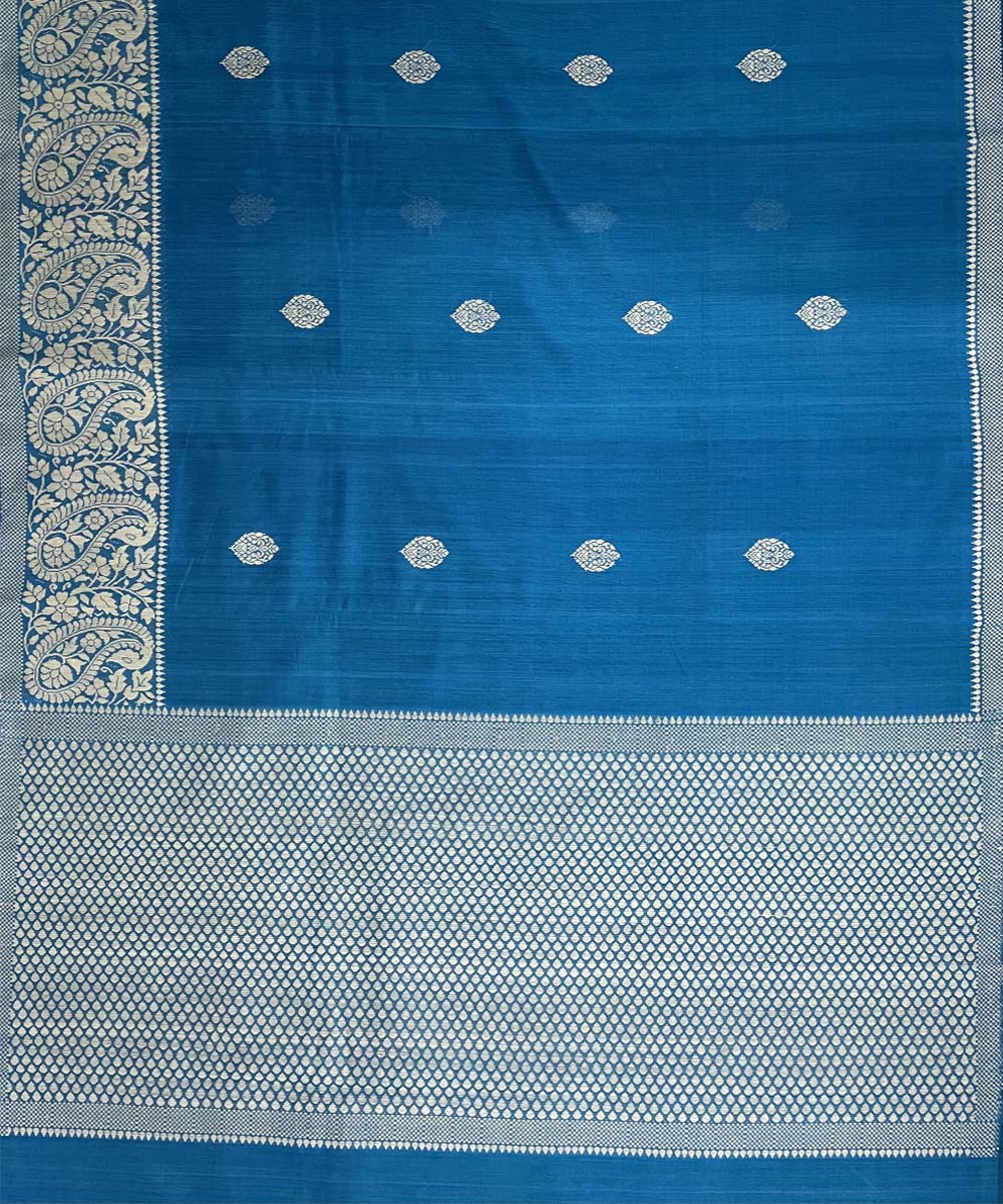 Cyan blue handwoven dolabedi silk saree