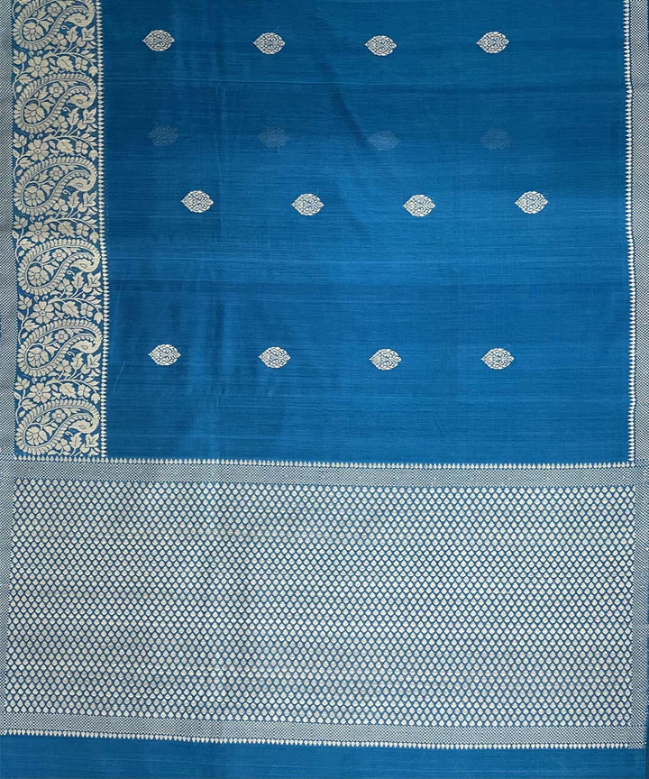 Cyan blue handwoven dolabedi silk saree