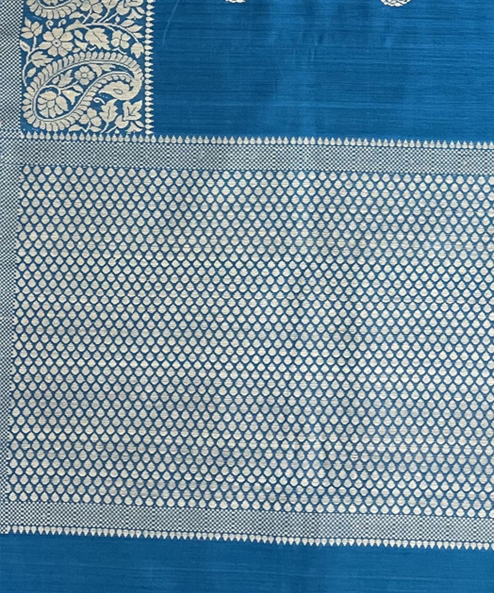 Cyan blue handwoven dolabedi silk saree
