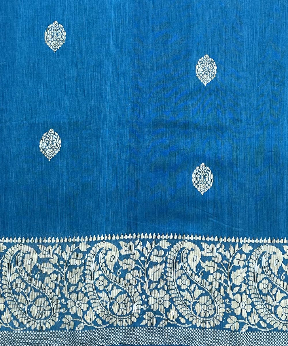 Cyan blue handwoven dolabedi silk saree