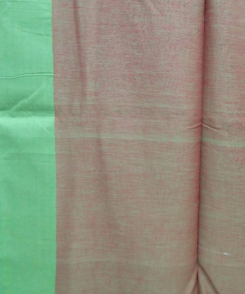 Red Green Handspun Handwoven Cotton Saree