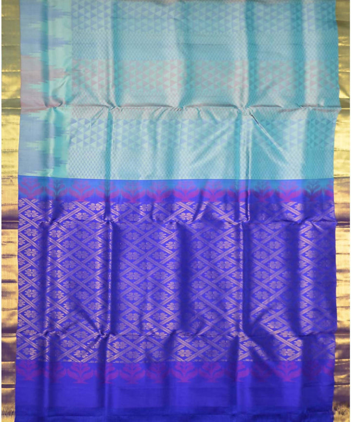 Turquoise Blue Royal Blue Handloom Soft Silk Saree