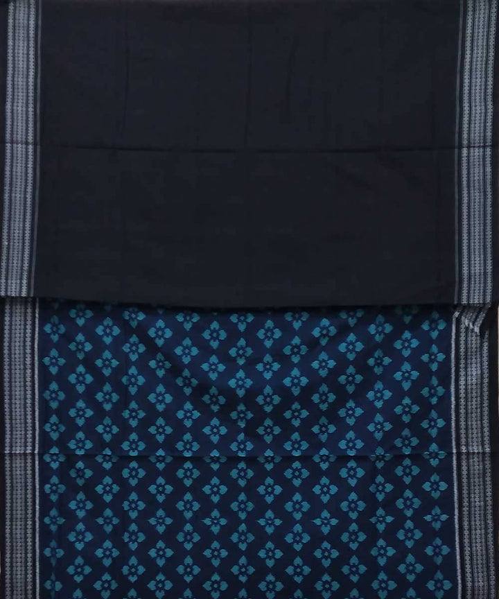 Blue black handwoven sambalpuri ikat cotton saree