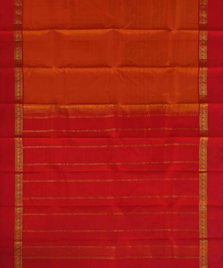 Orange kanjeevaram pure handloom silk saree