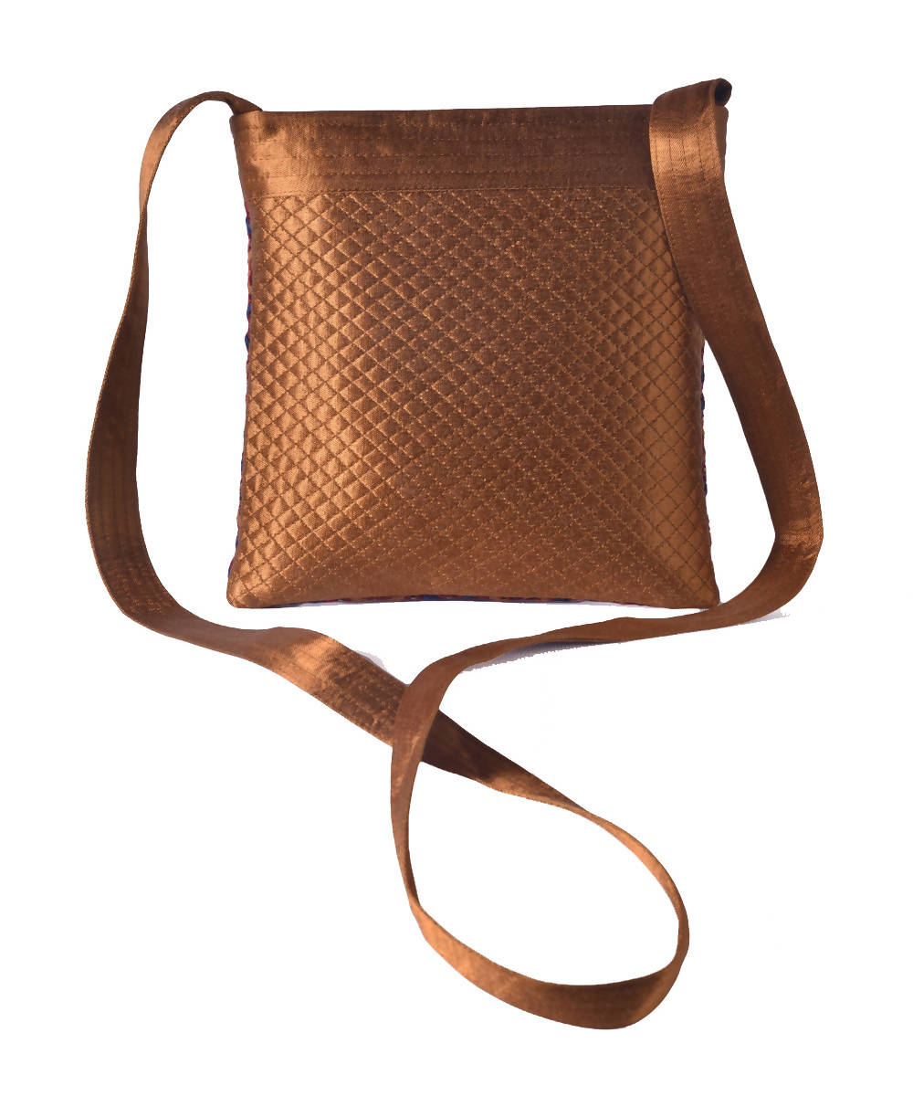 Rust blue hand embroidery mashroo cross body sling bag