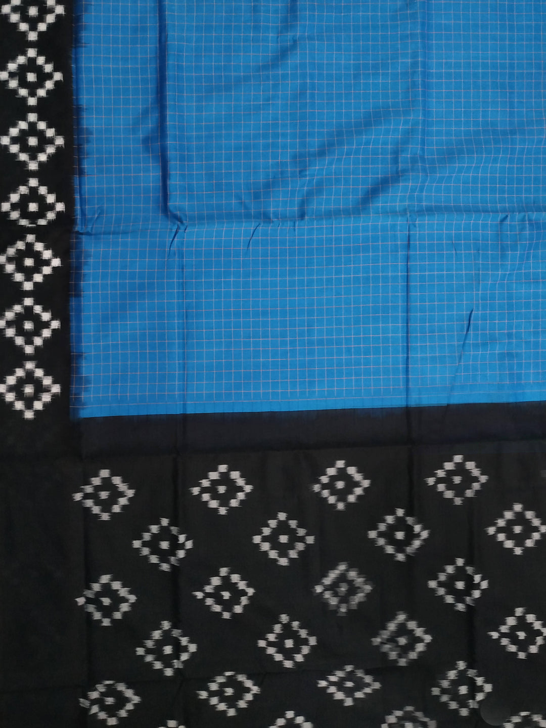 Blue black ikkat handloom cotton pochampally saree