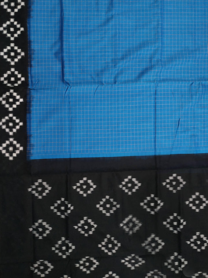 Blue black ikkat handloom cotton pochampally saree