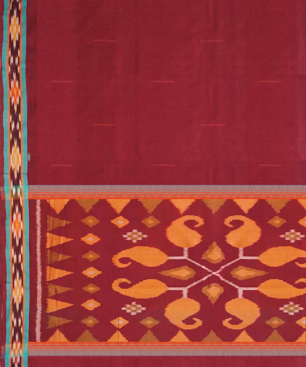Brick red handwoven madurai cotton tie dye saree