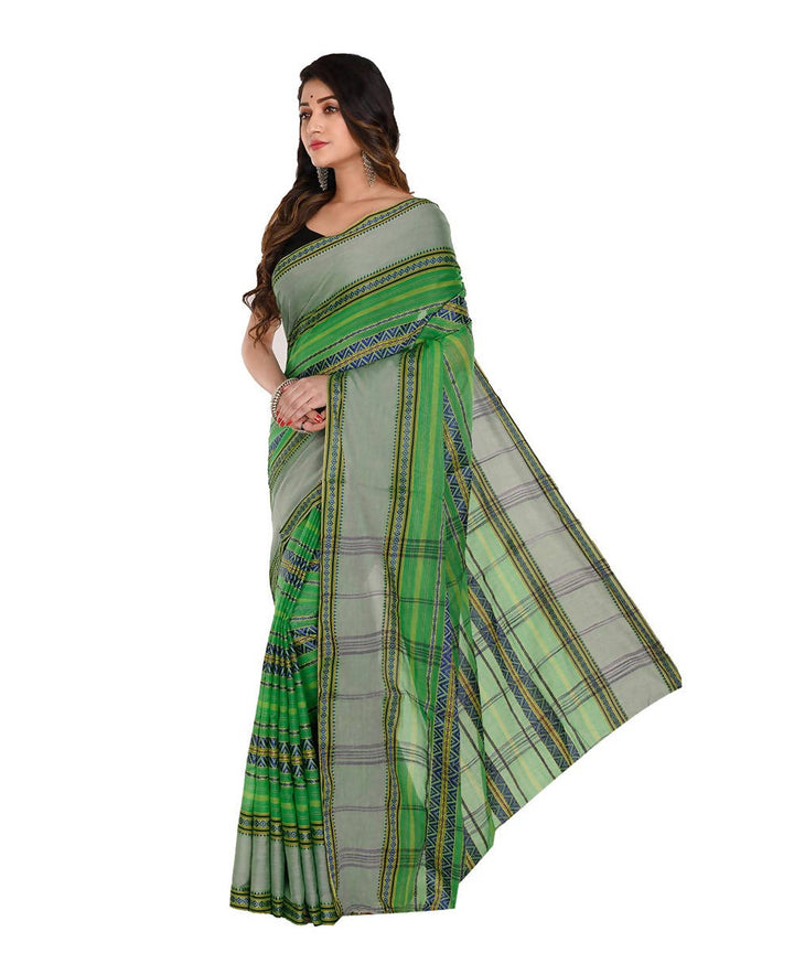 Bengal handloom green tant cotton saree