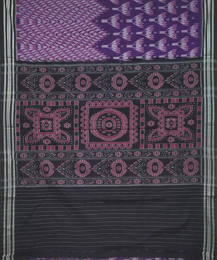 Eggplant purple handwoven cotton ikat nuapatna saree