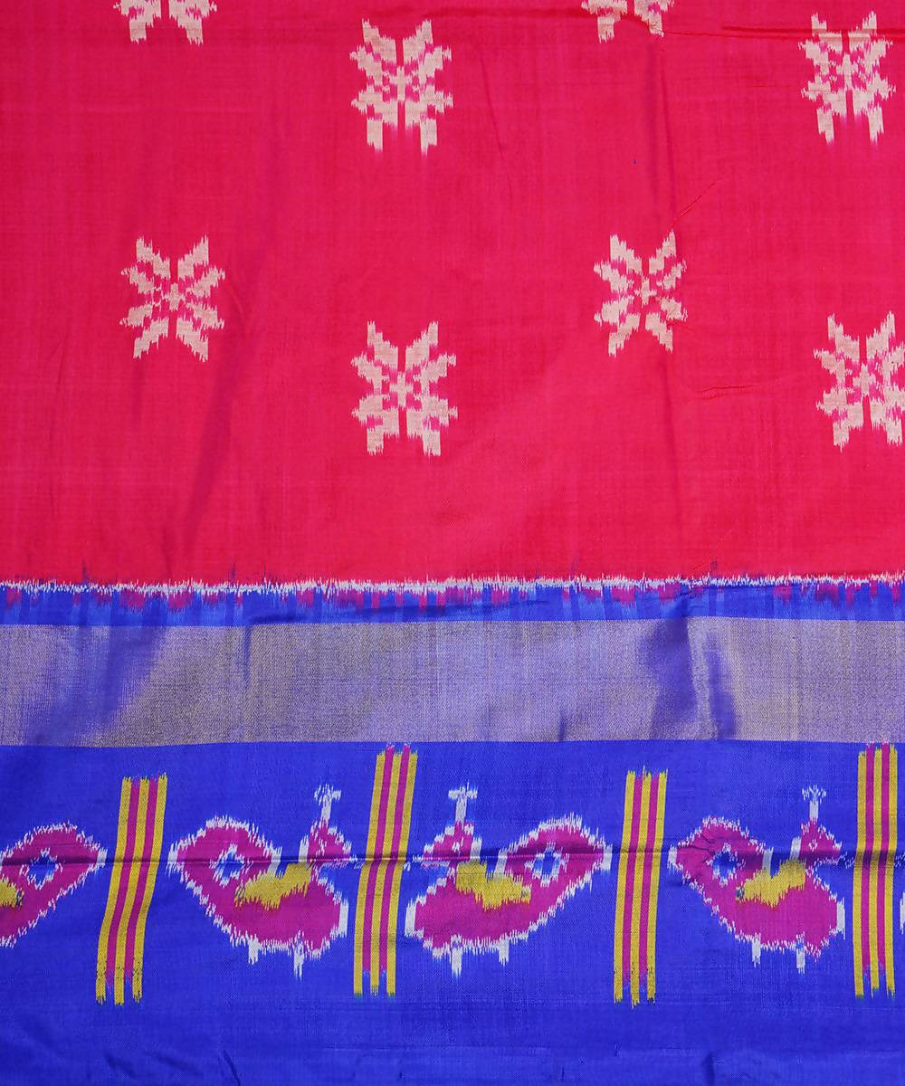 Pink blue handloom silk pochampally saree
