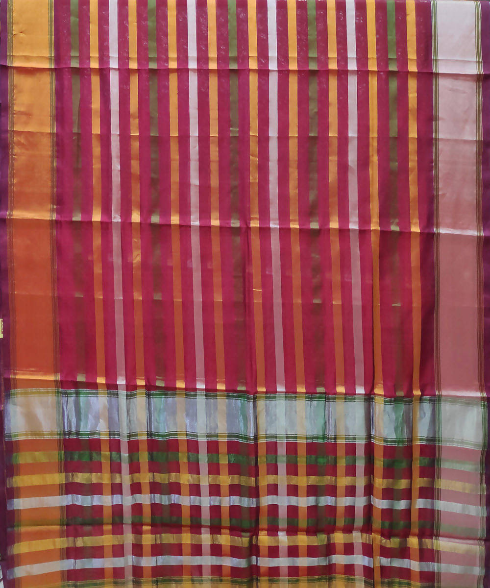 red stripes handloom Silk Cotton venkatagiri saree
