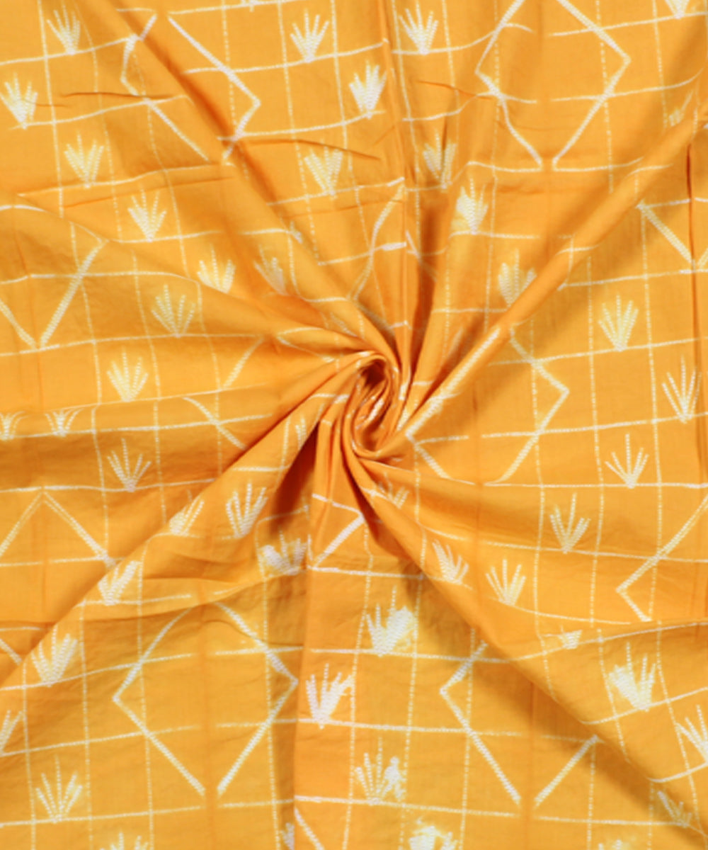 2.5m Yellow cotton tie dye shibori kurta material