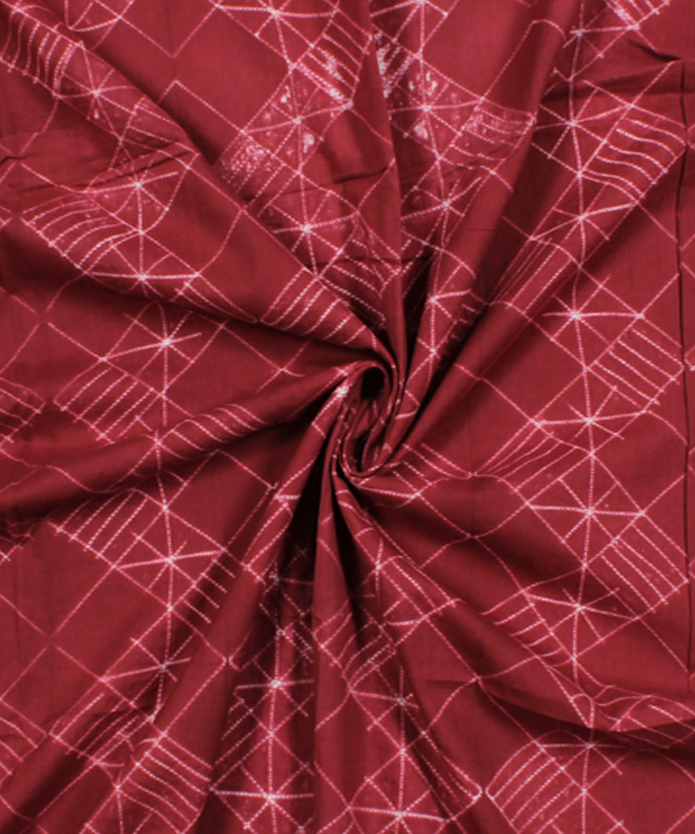 2.5m Red tie dye cotton shibori kurta material