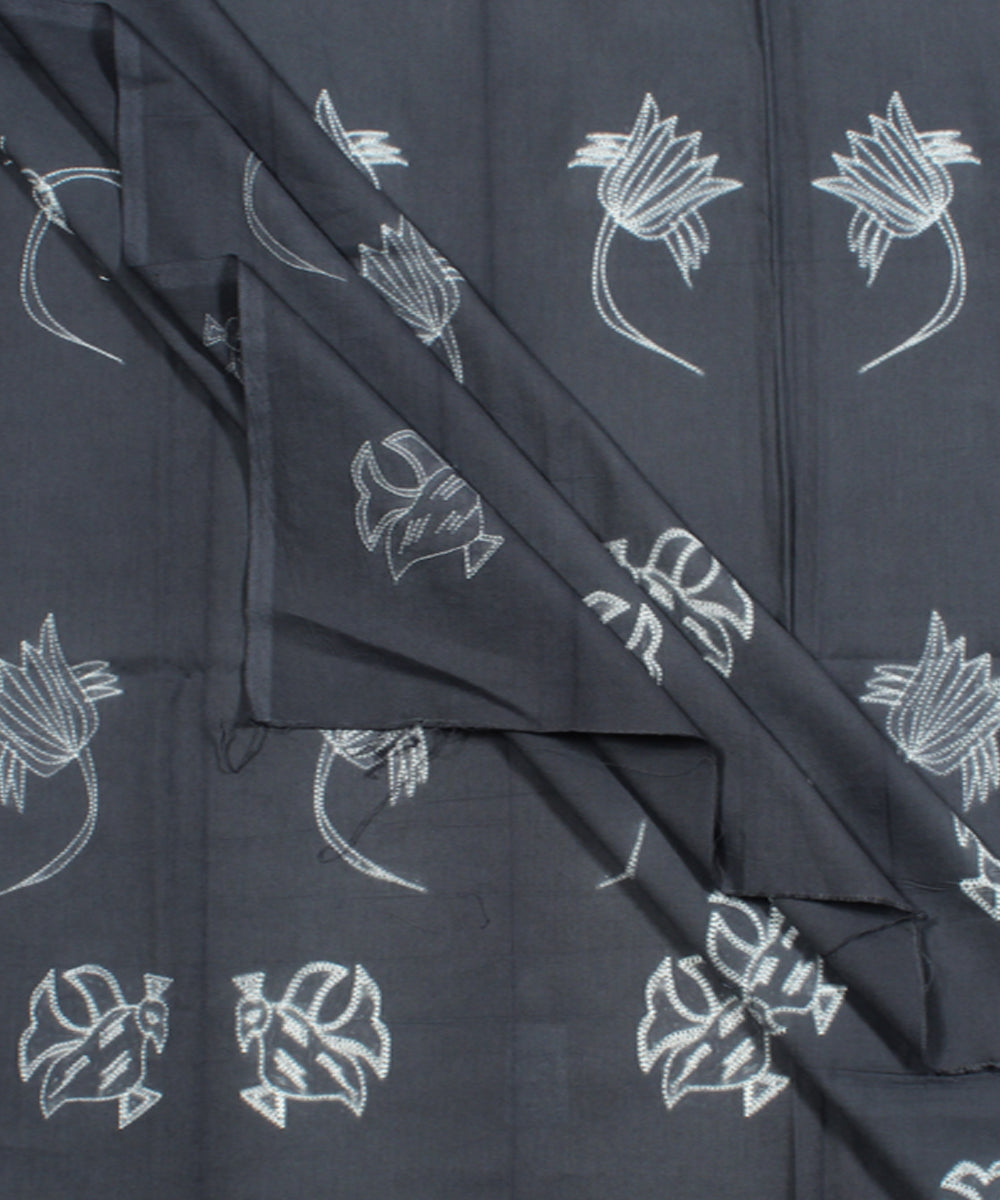 2.5m Dark grey tie dye cotton shibori kurta material