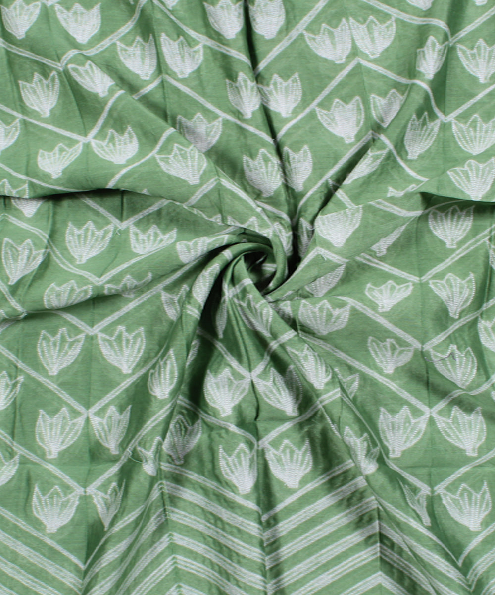 2.5m Green tie dye cotton silk shibori kurta material