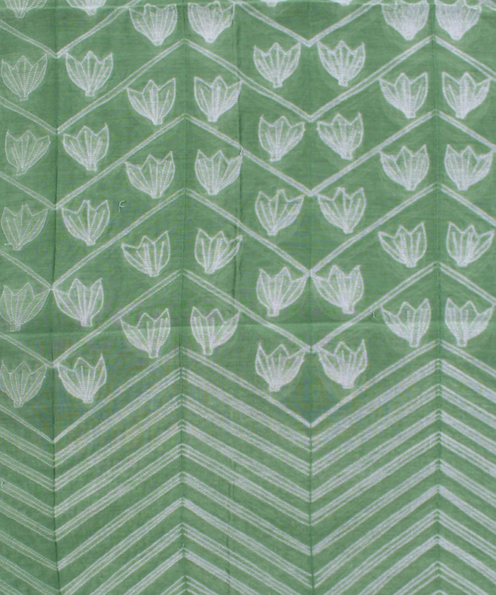 2.5m Green tie dye cotton silk shibori kurta material