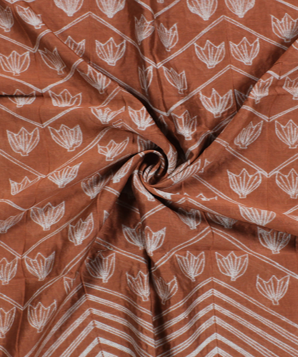 2.5m Brown tie dye cotton silk shibori kurta material