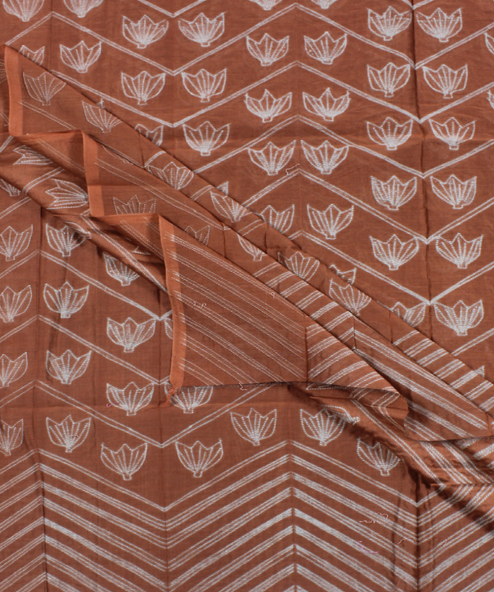 2.5m Brown tie dye cotton silk shibori kurta material