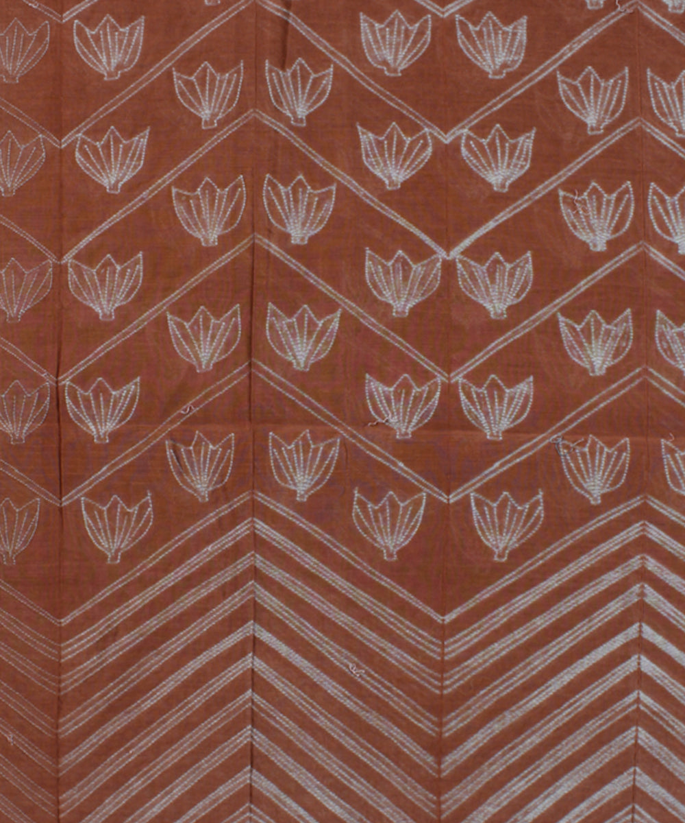 2.5m Brown tie dye cotton silk shibori kurta material