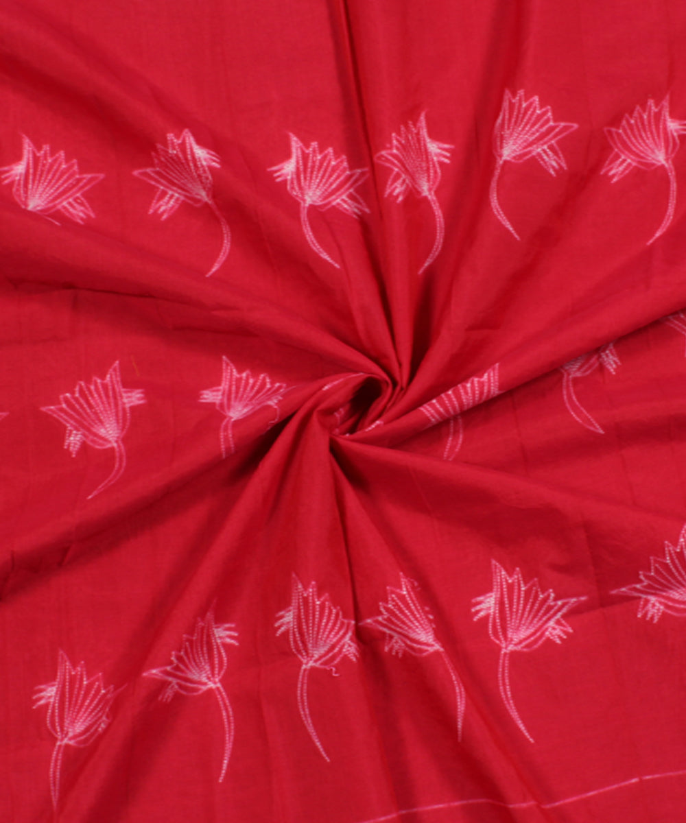 2.5m Red tie dye cotton silk shibori kurta material