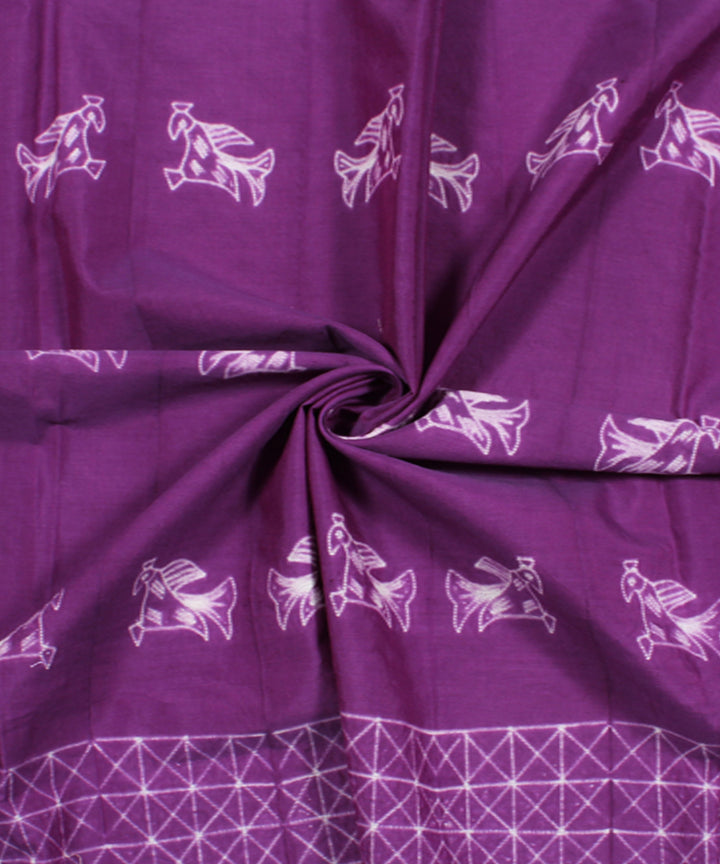 2.5m Purple tie dye cotton silk shibori kurta material