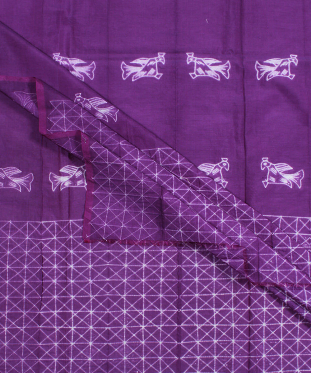 2.5m Purple tie dye cotton silk shibori kurta material