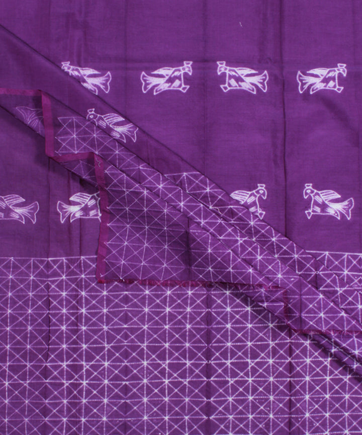 2.5m Purple tie dye cotton silk shibori kurta material