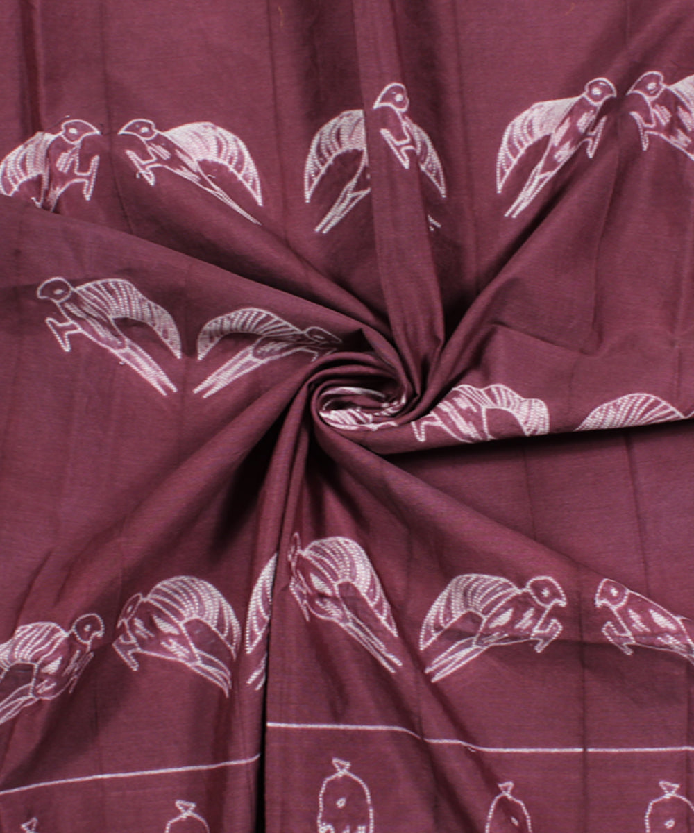 2.5m Wine mauve tie dye cotton silk shibori kurta material