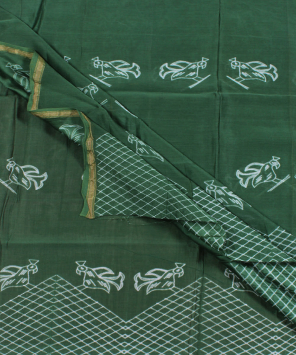 2.5 m Green tie dye cotton silk shibori kurta material