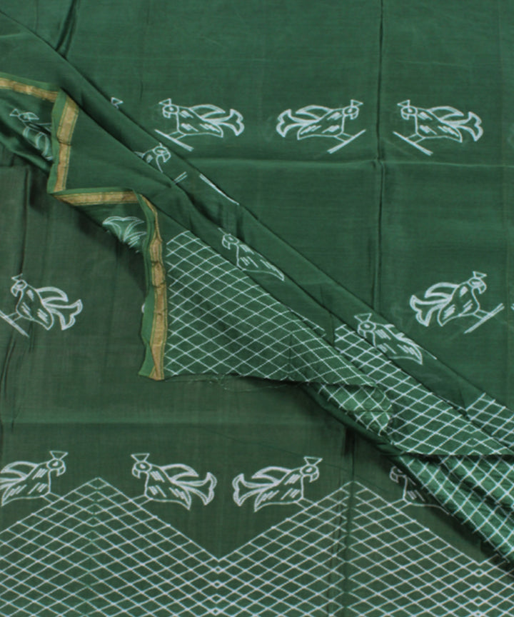 2.5 m Green tie dye cotton silk shibori kurta material