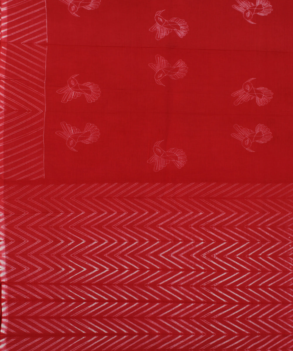 Red cotton tie dye shibori saree