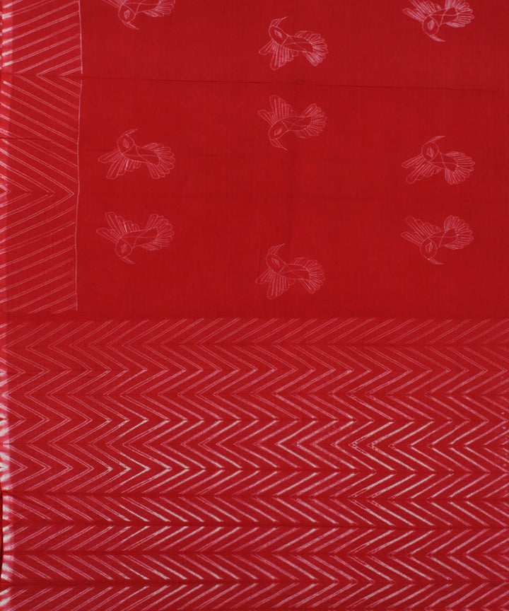 Red cotton tie dye shibori saree