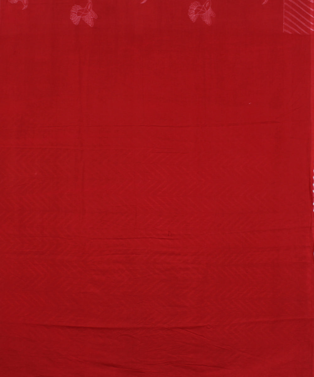 Red cotton tie dye shibori saree