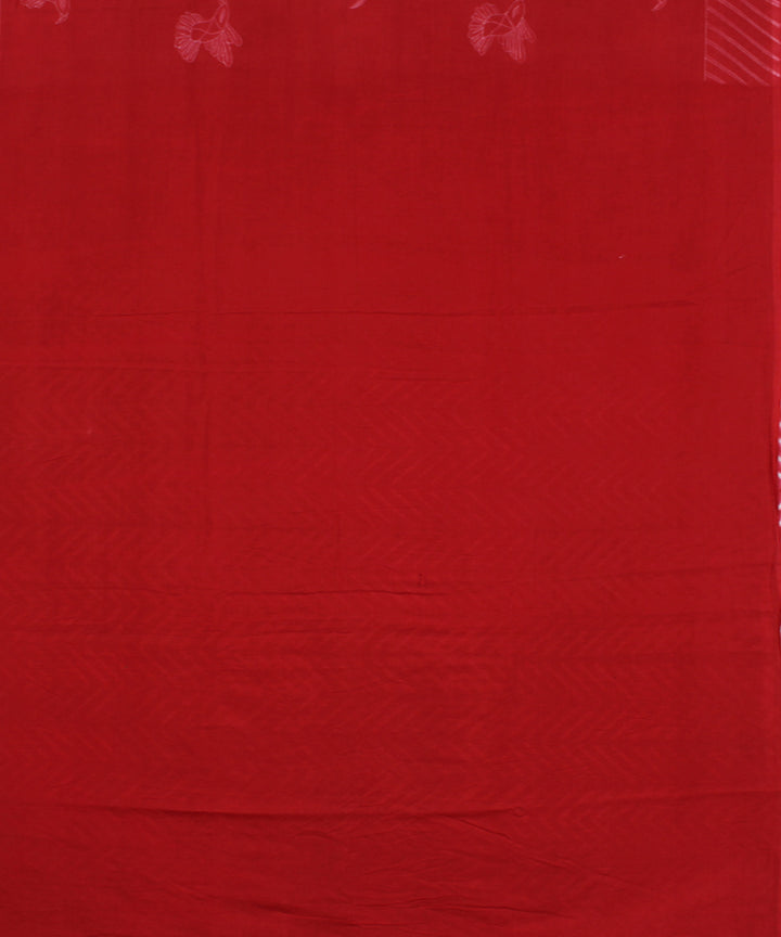 Red cotton tie dye shibori saree