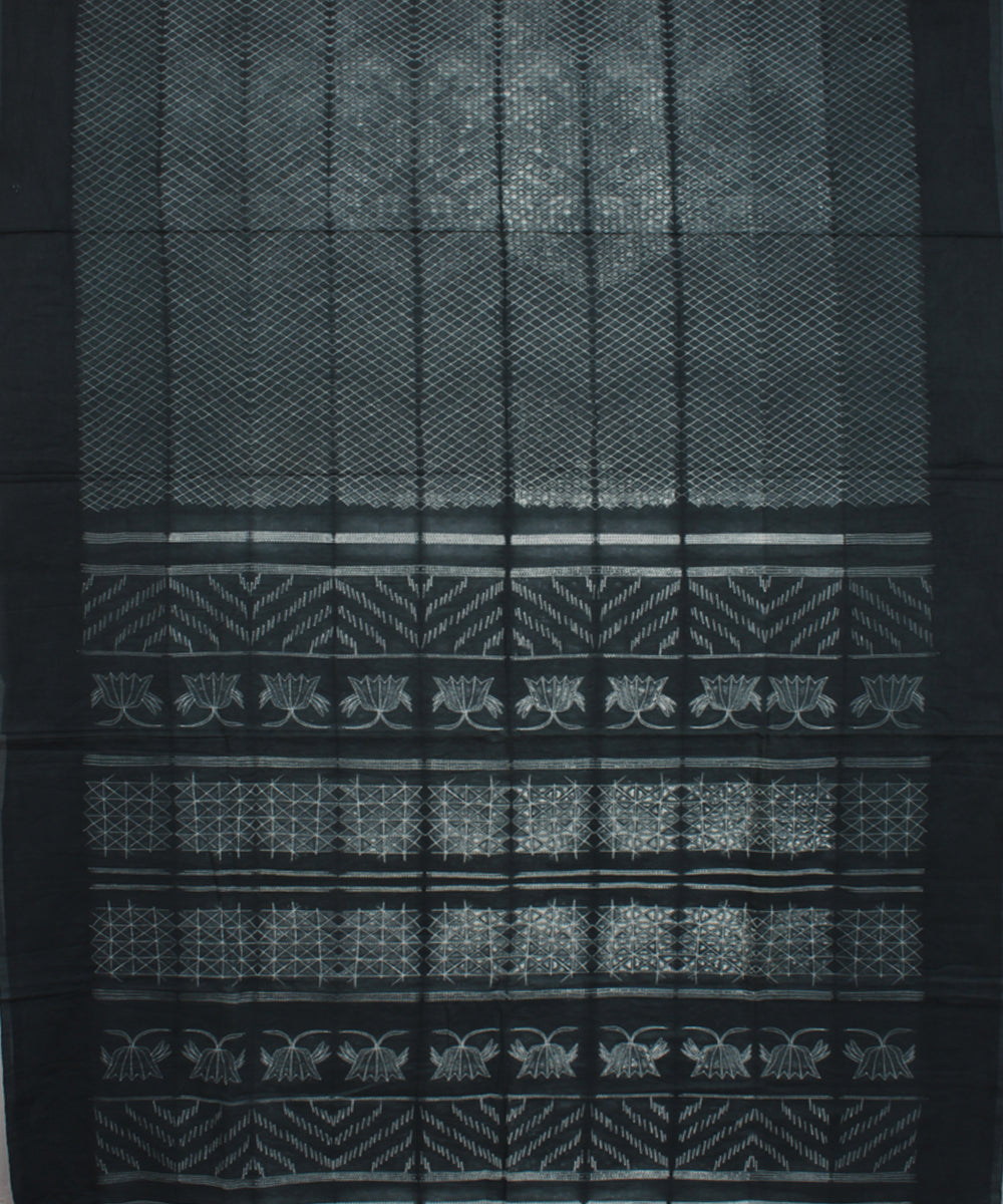 Grey and white cotton tie dye shibori saree