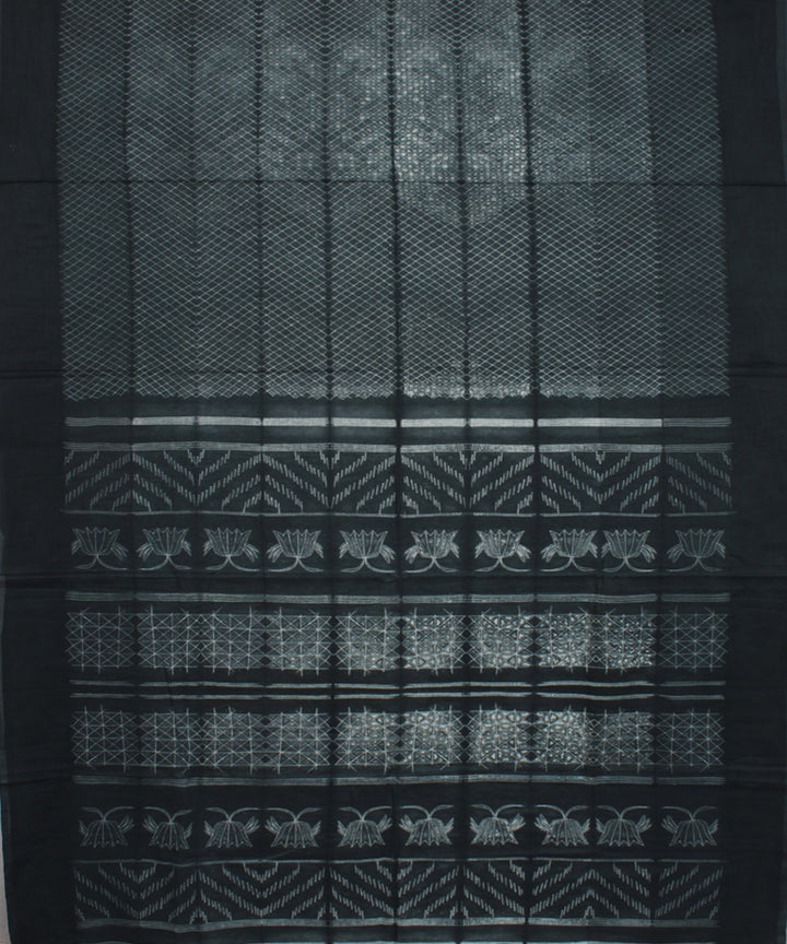 Grey and white cotton tie dye shibori saree