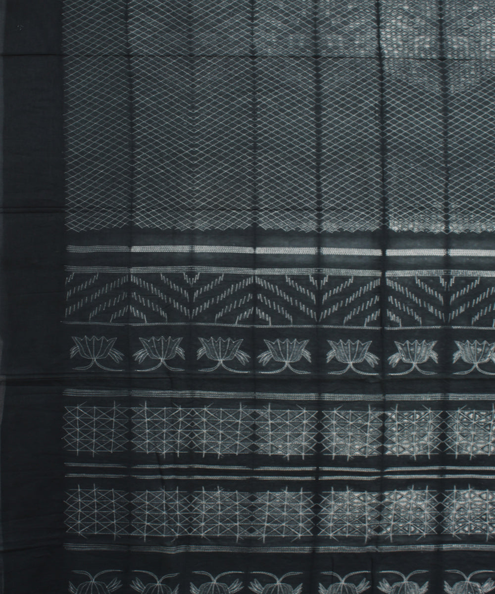 Grey and white cotton tie dye shibori saree